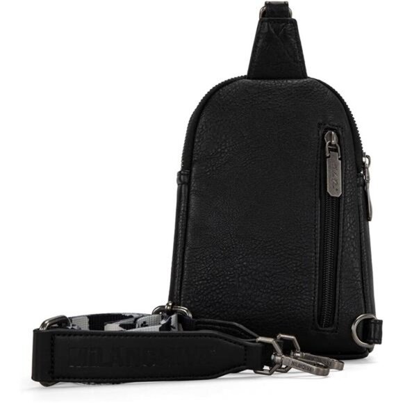 Cow Print Crossbody Mini Bag with Adjustable Strap and Zipper Pockets - Picture 4 of 6